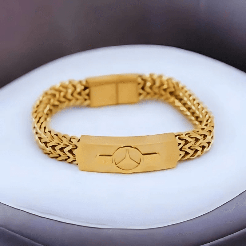Golden Color Mercedes Benz Bracelet For Man