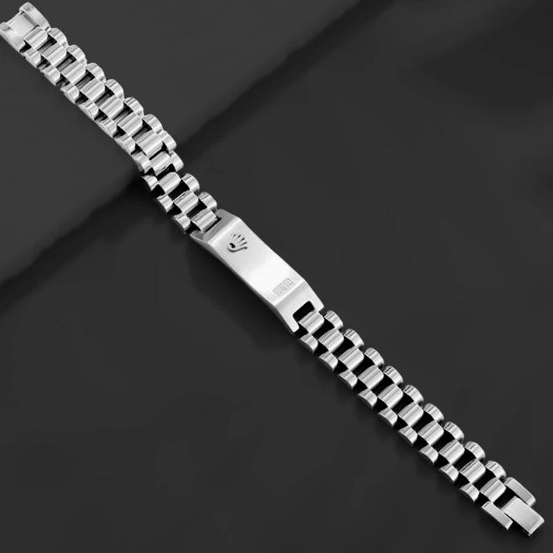 Original Rolex Crown Design Stylish Men's Stainless Steel Bracelet (Silver)